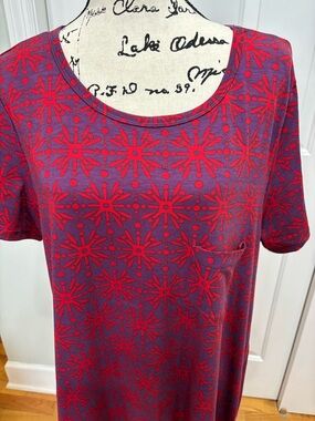 LuLaRoe Carly Dress 3XL - Purple Scoop Neck with Red Starburst Print  EUC